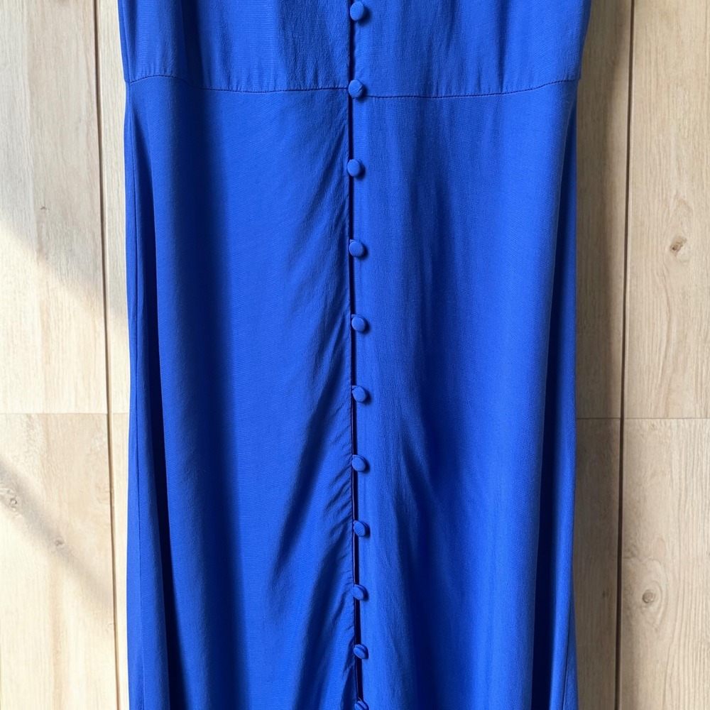 Loft Dress Women's Size Royal Blue Midi Button Front Classic Feminine Flutter - Picture 9 of 11
